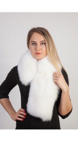 White fox fur scarf-collar